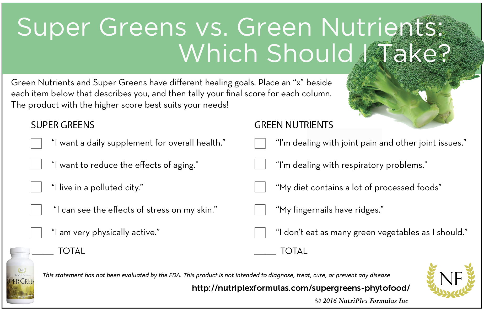 super greens green nutrients nutritional survey